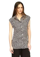 Women's Cheetah Snap Utility Tunic Top