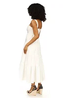 Women's Poplin Tiered Midi Dress