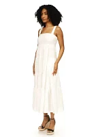 Women's Poplin Tiered Midi Dress