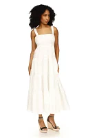 Women's Poplin Tiered Midi Dress