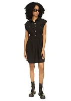 Women's Snap Utility Flare Mini Dress