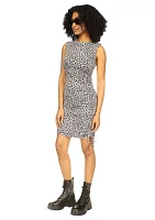 Women's Sleeveless Side Ruched Animal Print Dress