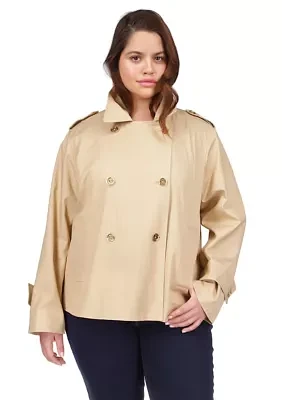 Plus Cropped Double Breasted Peacoat