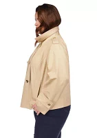 Plus Cropped Double Breasted Peacoat