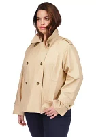 Plus Cropped Double Breasted Peacoat