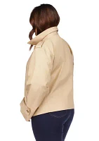 Plus Cropped Double Breasted Peacoat