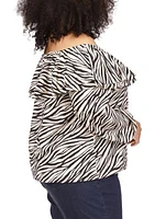 Plus Tiger Print Ruffle Peasant Top