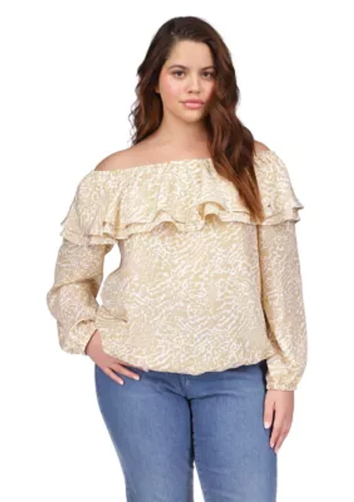 Plus Flower Jacquard Chain Top