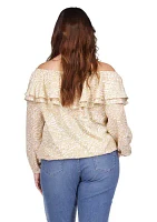 Plus Flower Jacquard Chain Top