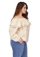 Plus Flower Jacquard Chain Top