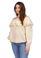 Plus Flower Jacquard Chain Top