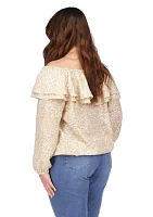 Plus Flower Jacquard Chain Top