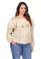 Plus Flower Jacquard Chain Top