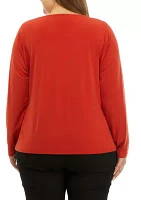 Plus Long Sleeve Hardware Knit Top