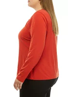 Plus Long Sleeve Hardware Knit Top