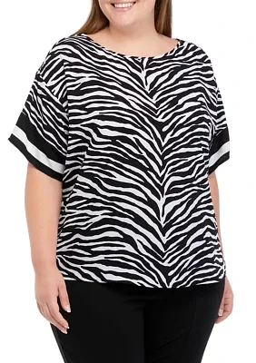 Plus Zebra Border Top