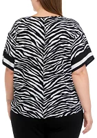 Plus Zebra Border Top