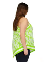 Plus One Shoulder Border Printed Top