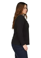 Plus Chain Neck Long Sleeve Top