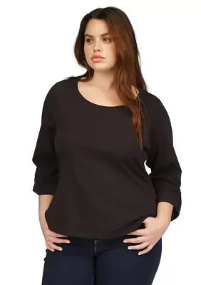 Plus Scoop Neck Roll Tab Top