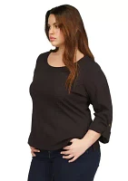 Plus Scoop Neck Roll Tab Top