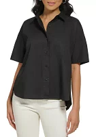 Women's Essential Short Sleeve Poplin Shirt