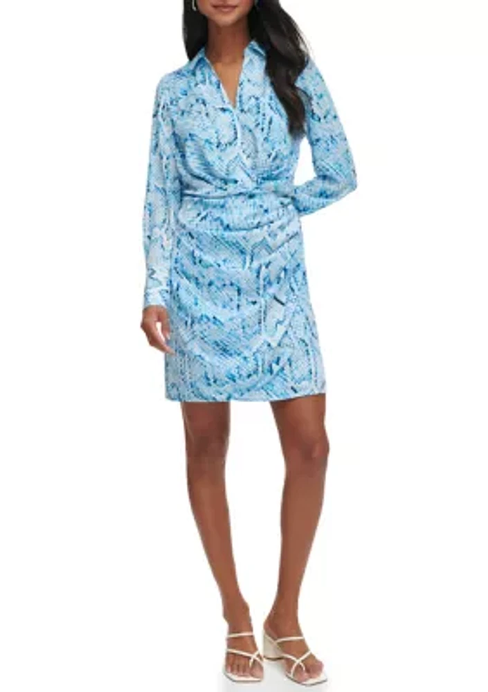 Women's Printed Twist Waist Shirtdress