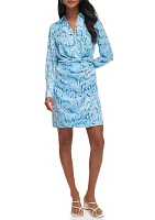 Women's Printed Twist Waist Shirtdress