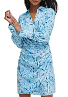 Women's Printed Twist Waist Shirtdress