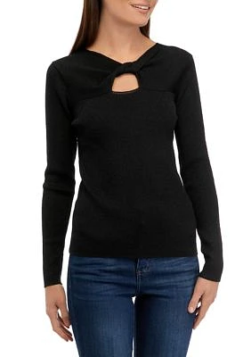 Women's Lurex® Twist Neck Cutout Sweater