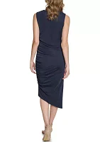 Women's Sleeveless Side Ruch Midi Dress