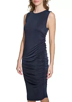 Women's Sleeveless Side Ruch Midi Dress