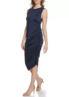 Women's Sleeveless Side Ruch Midi Dress