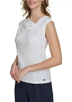 Women's Solid Asymmetrical Textured Knit Top