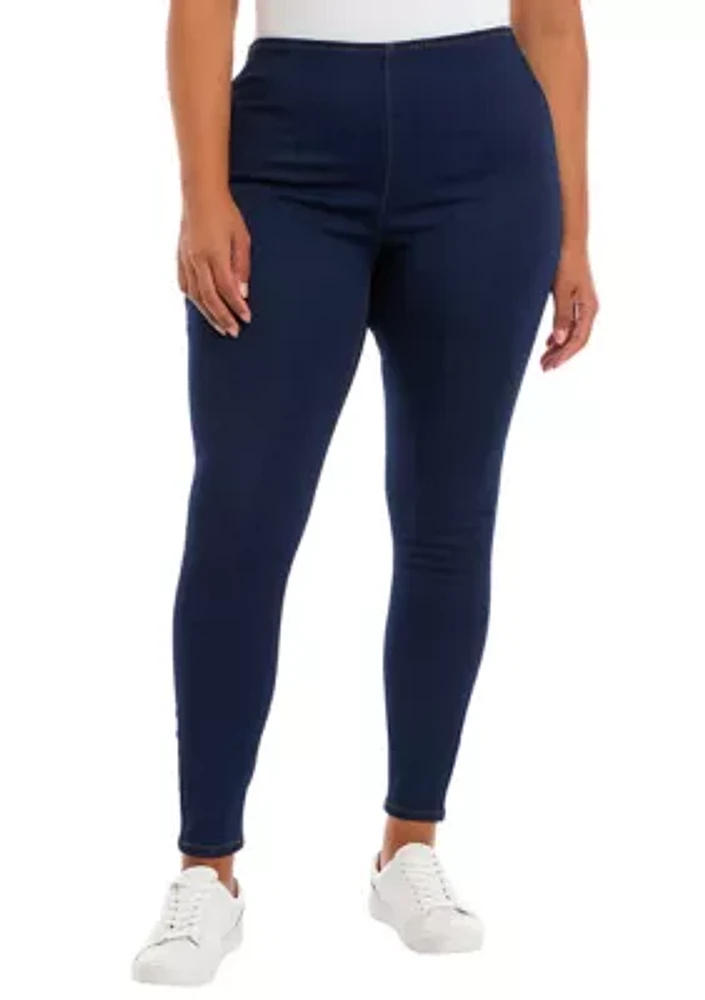 Plus High Rise Pull On Skinny Jeans