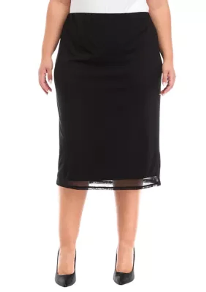 Plus Mesh Midi Skirt