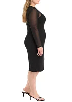 Plus Mesh Crew Neck Midi Dress