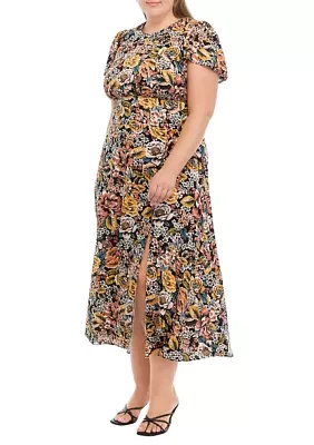 Plus Printed Midi Dress