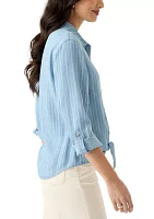 Women's Long Sleeve Tie Front Top