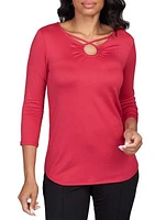 Plus Cage Neck Solid Jersey Top