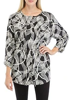 Women's Button Front Printed Charmeuse Jacket