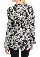 Women's Button Front Printed Charmeuse Jacket