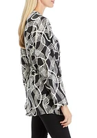 Women's Button Front Printed Charmeuse Jacket