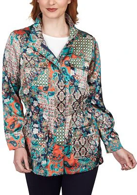 Petite Paisley Patchwork Fitted Jacket