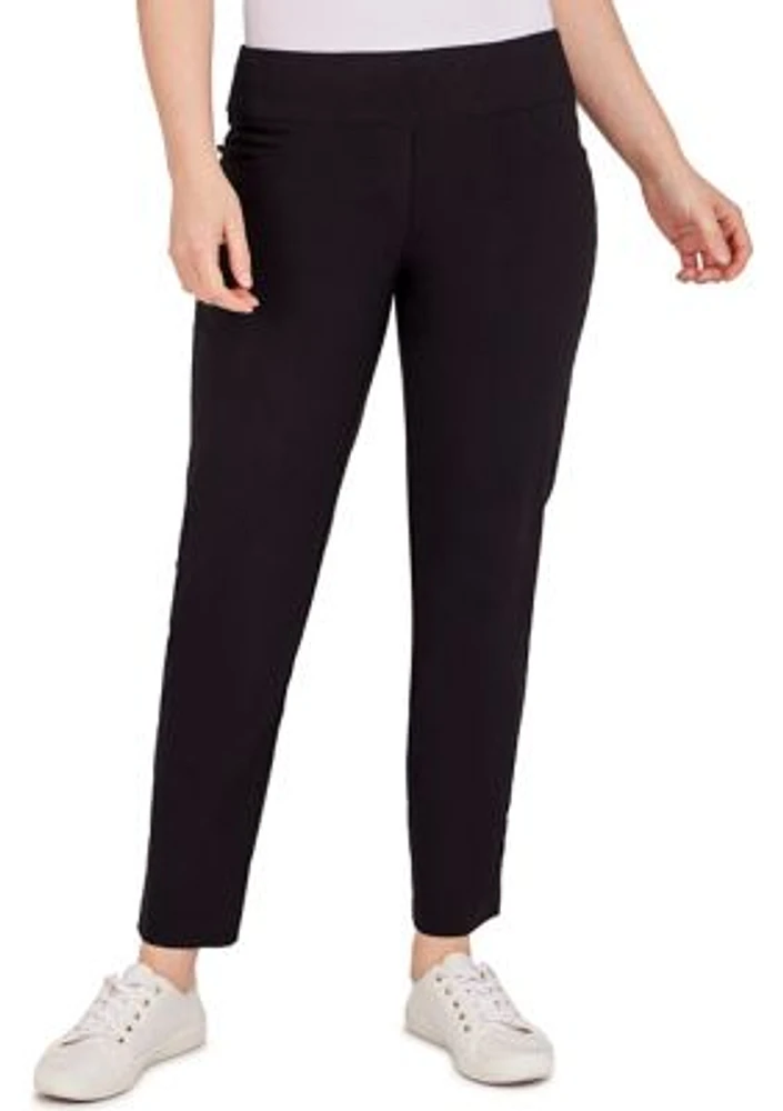 Petite Mid-Rise Pull-On Straight Solar Millenium Tech Ankle Pants