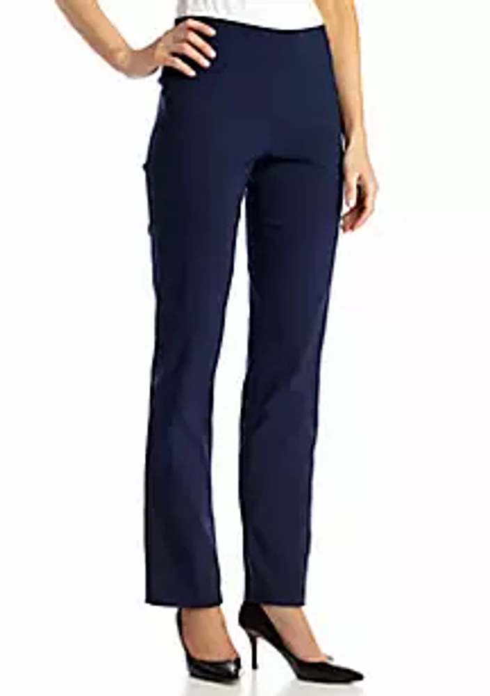 Ruby Rd Petite Mid-Rise Pull-On Straight Solar Millenium Tech Ankle Pants