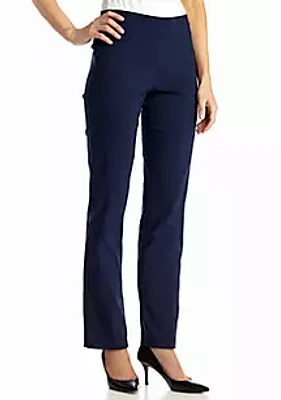 Ruby Rd Petite Mid-Rise Pull-On Straight Solar Millenium Tech Ankle Pants