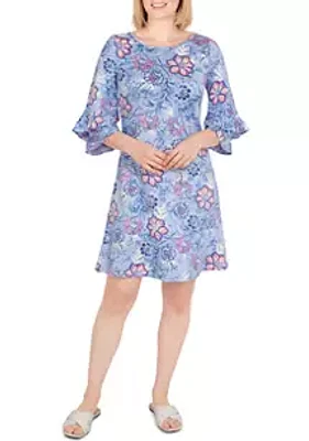 Ruby Rd Women's Puff Floral Print Dress