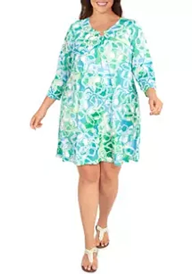 Ruby Rd Plus Size Ombré Bold Bloom Print Dress