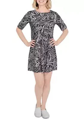 Ruby Rd Petite Leaf Sketch Print Dress